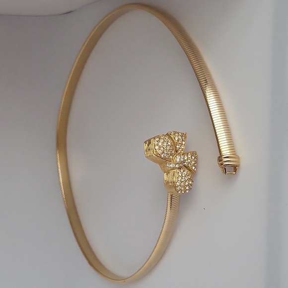 Vintage Dotty Smith Bow Belt Rhinestones Gold Tone Snake Chain 25" Relaxed - Picture 7 of 8